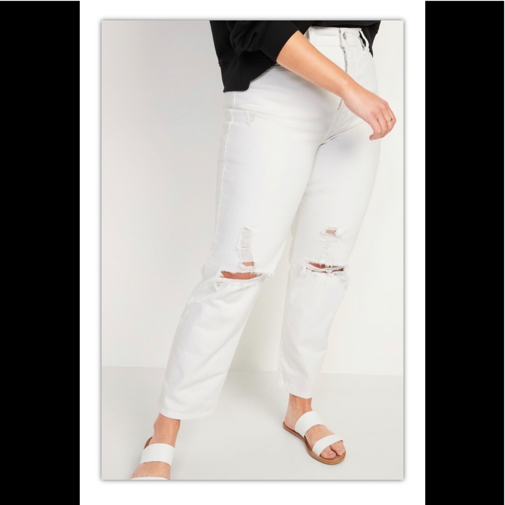BNWT Old Navy White Distressed Button Fly Jeans 16